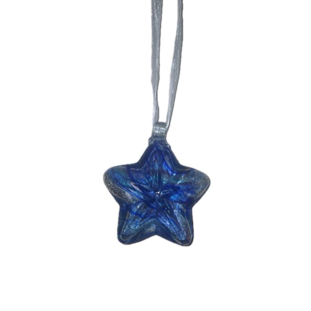 Christmas Ornament Star Glass Hand Blown Swirl Suncatcher Holiday Summer Decor